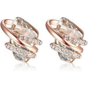 Women's Gold Leafael Wish Charm Birthstone Crystal Stud Earrings Jewellery